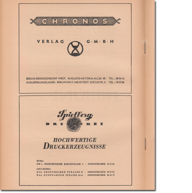 Anzeigen für Verlag und Druckerei im 'Handbuch der Lizenzen Deutscher Verlage', 1947