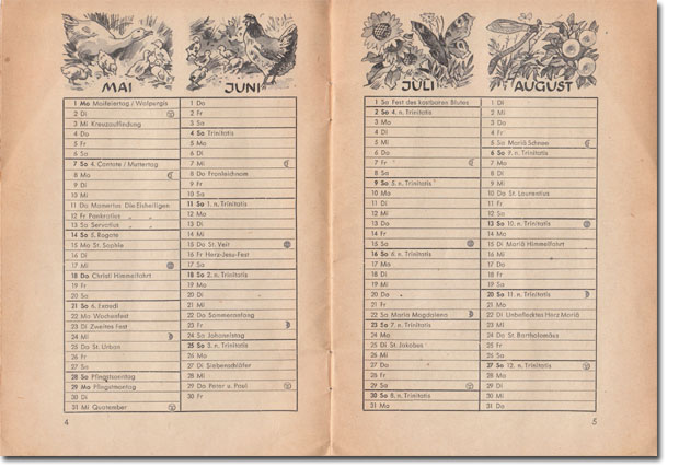 Chronos-Tier-Kalender 1950 | Kalendarium