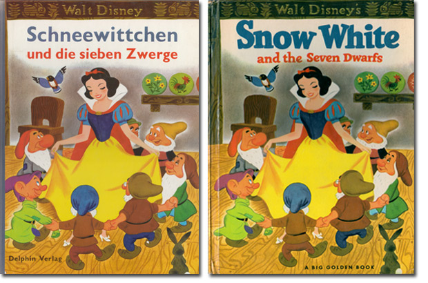 Schneewittchen, links: Delphin Verlag, 1969 | rechts: A Big Golden Book, 1952