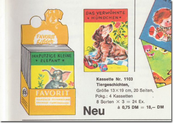 Verkaufskassette im Favorit Katalog 1970