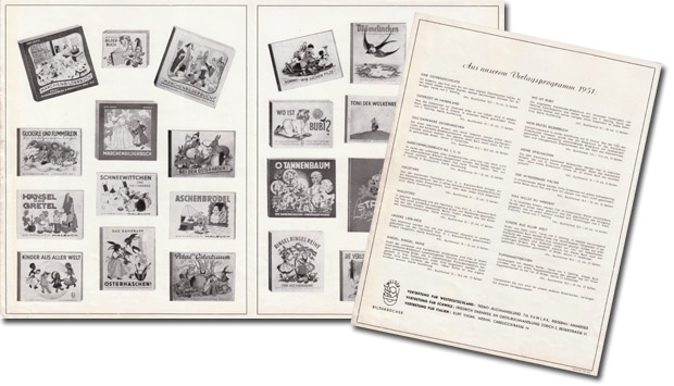 Prospekt 1951, Bilderbuchverlag Alfred M�hlehner, Wels | Innenansicht & R�ckseite